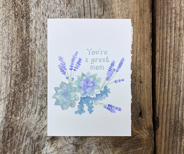 succulent and lavender mother's day card