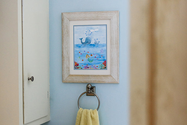 Whale and mermaid print for a child's room