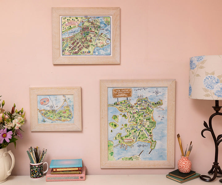 Maps of New Castle, NH, Boston MA and Nantucket, MA