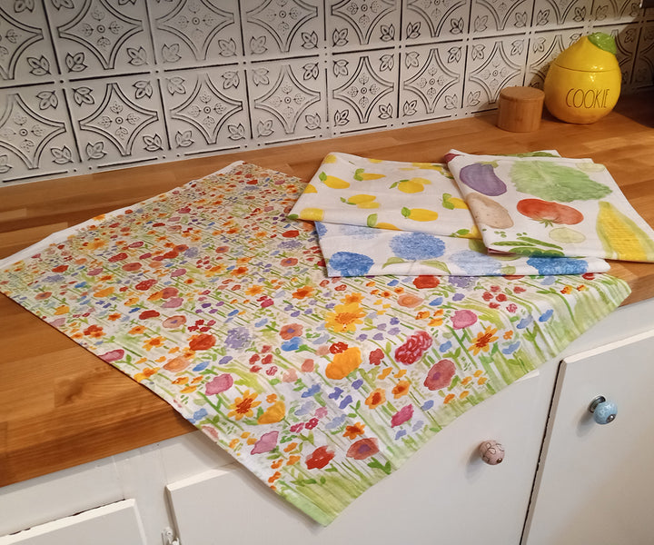 4 colorful tea towels