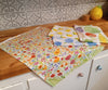 wildflowers tea towel with other colorful towels