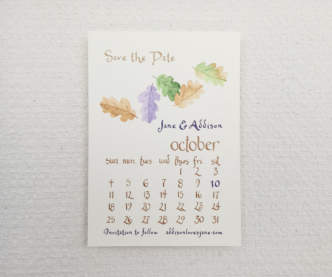 Autumn Leaves Calendar save the date