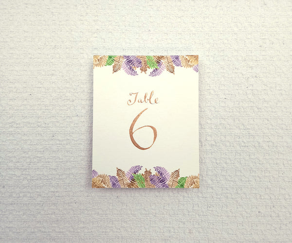 Autumn trees with ferns table number