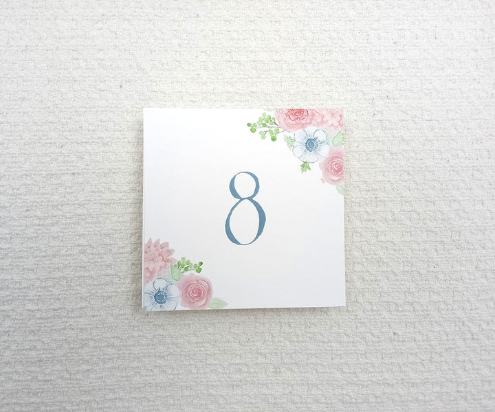 blushing anemone wedding table number