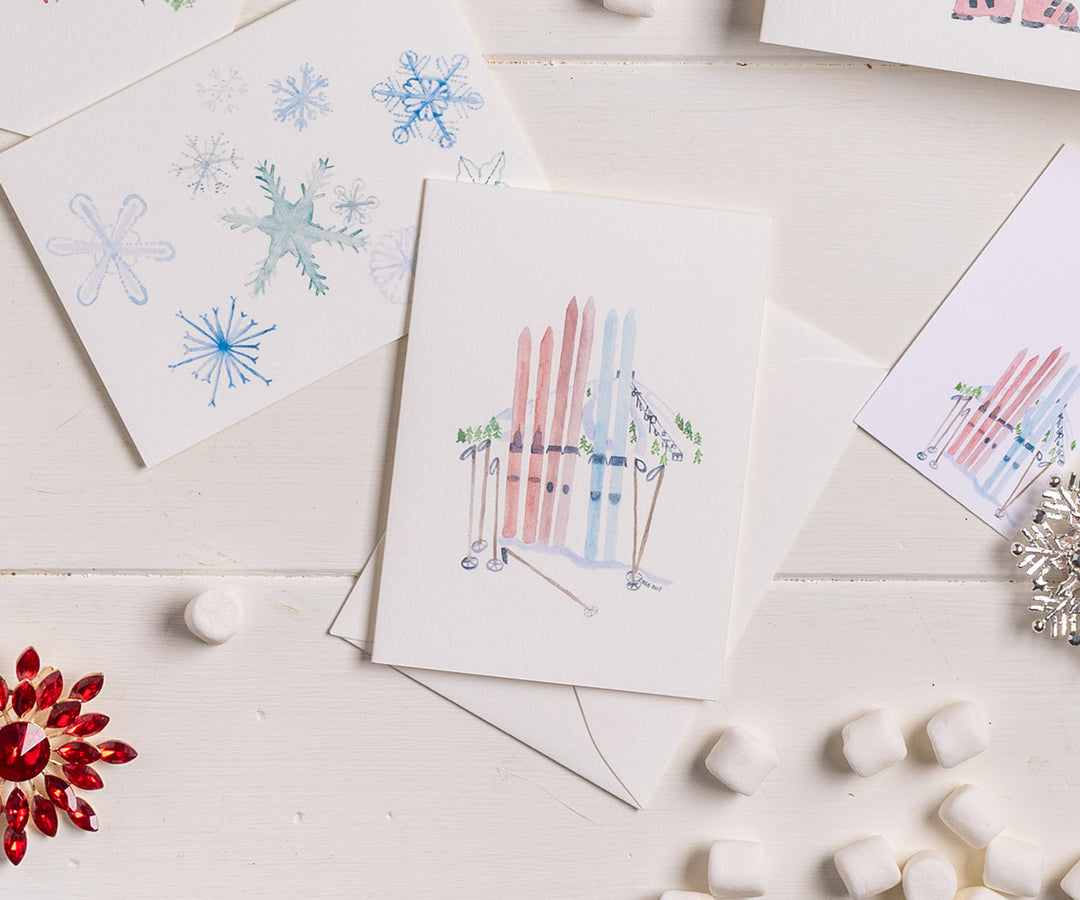 Skis Note Cards