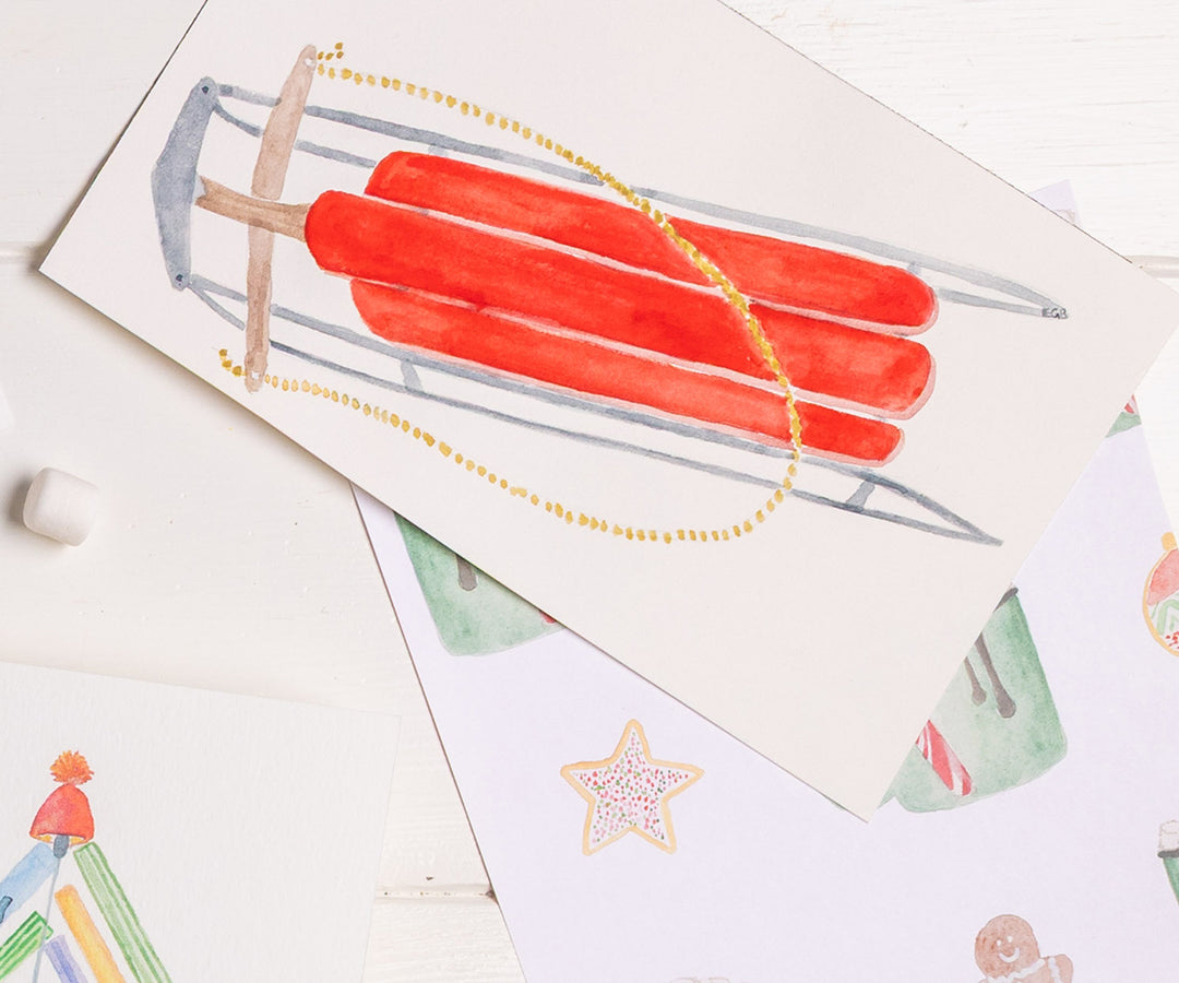 Red Sled Holiday Card