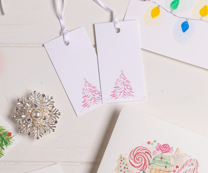 Pink Tree Holiday Gift Tags