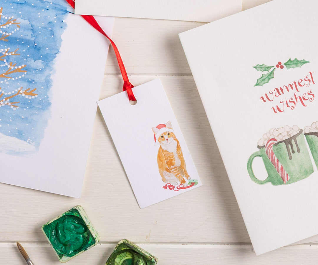 Ribbon Kitty Christmas Gift Tags