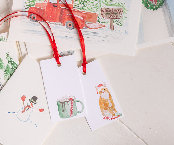 Ribbon Kitty Christmas Gift Tags