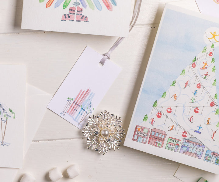 Skis Holiday Gift Tags