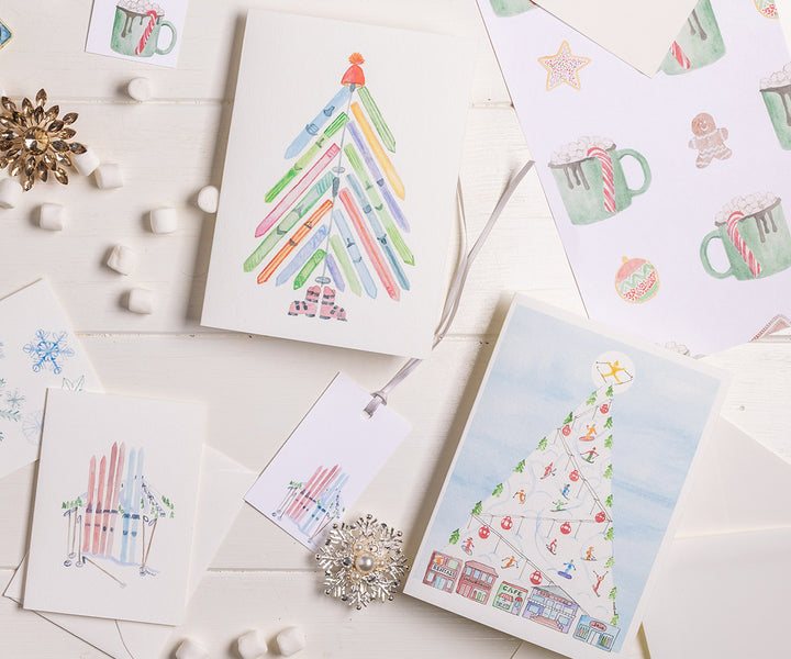 Skis Holiday Gift Tags