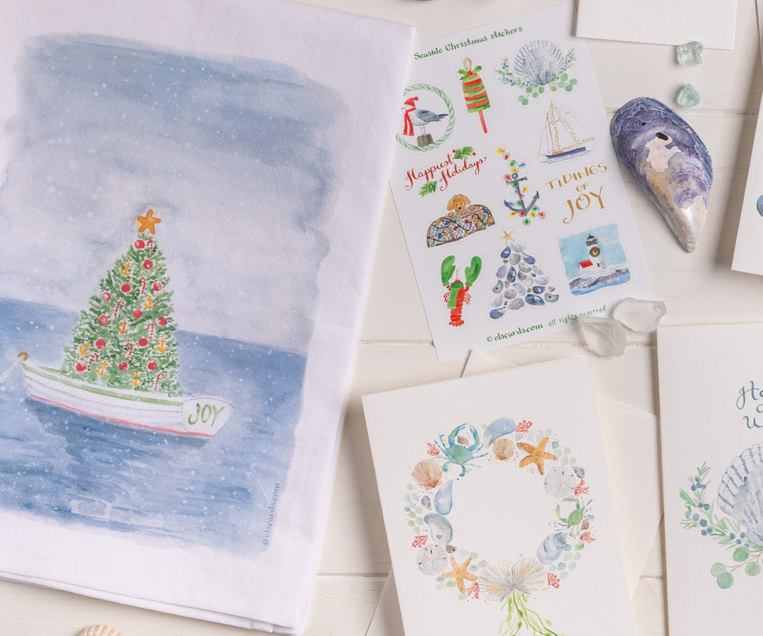 Holiday Harbor Tea Towel
