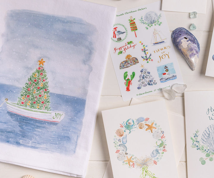Holiday Harbor Tea Towel