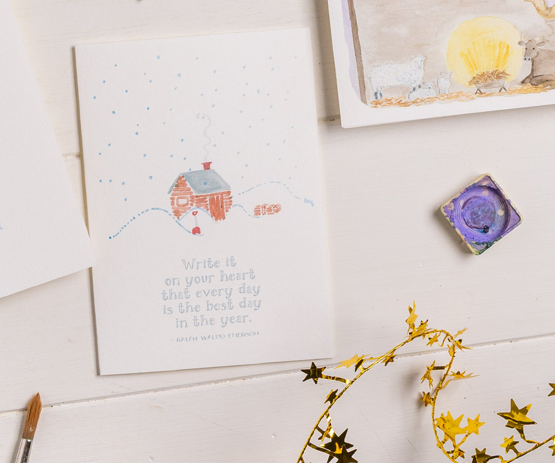 Vintage Log Cabin Card