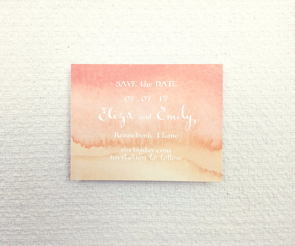 Coral Ombre Save the Date