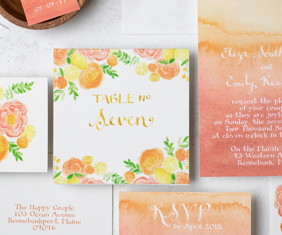 Coral Ombre Table Number