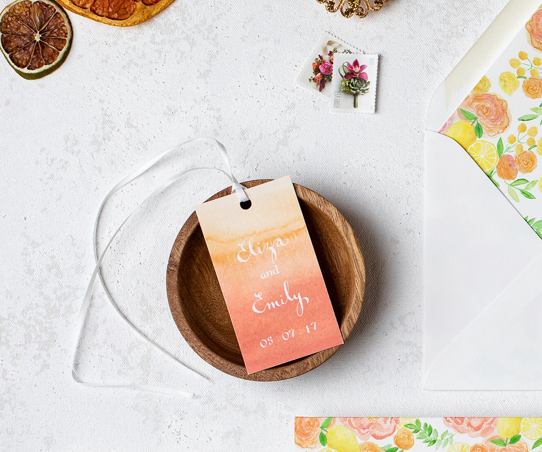 Coral Ombre Favor Tags