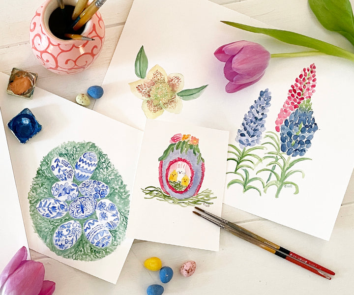 Original artwork Painting Eggs Easter Card