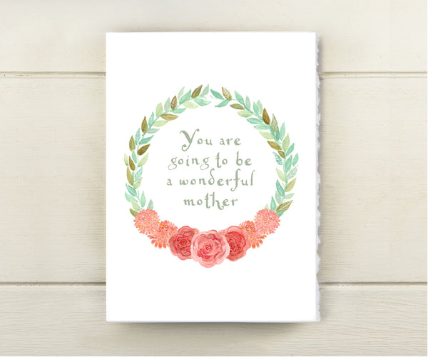 Watercolor Floral Wreath Mother-to-be Card – El's Cards