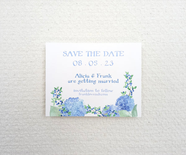Hydrangeas and Blueberries save the date
