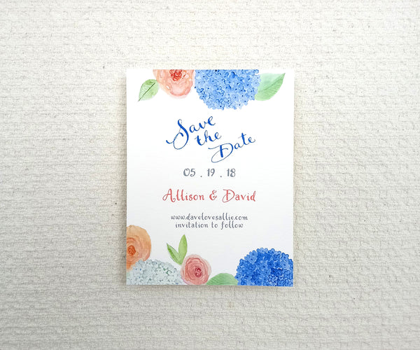 Hydrangeas and Roses Save the Date