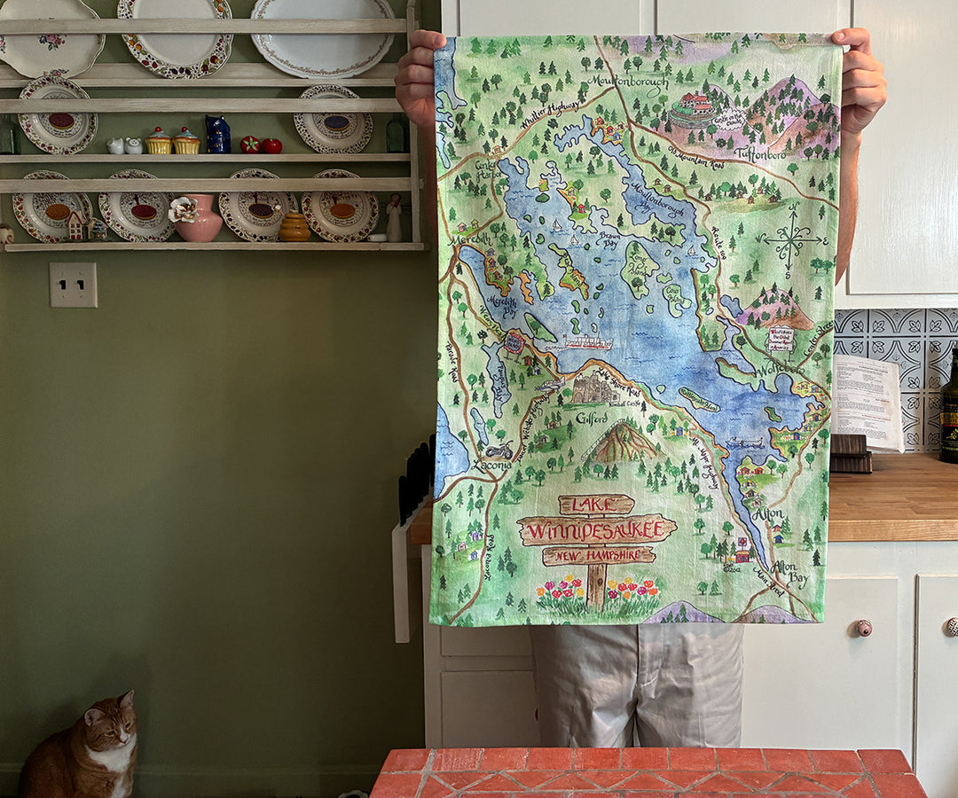 Lake Winnipesaukee Map Tea Towel