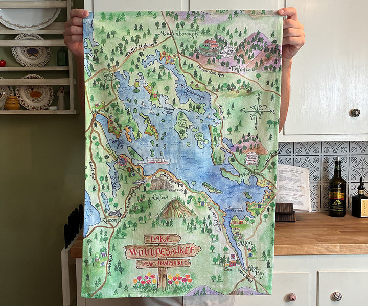 Lake Winnipesaukee Map Tea Towel