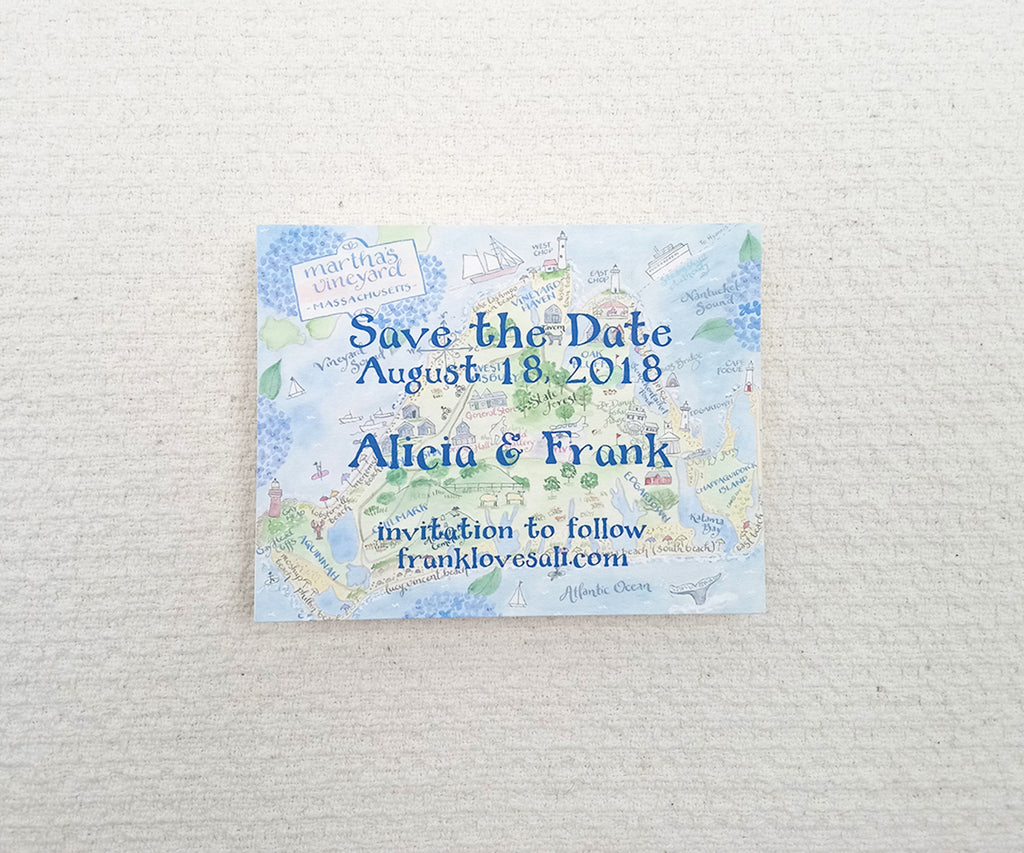 Watercolor Map save the date