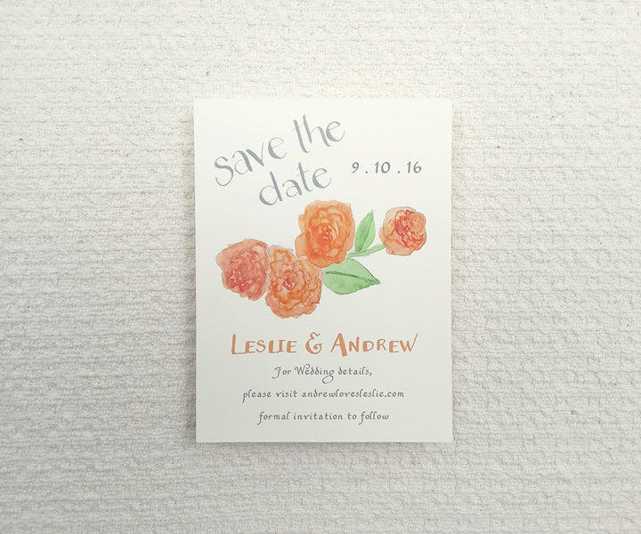 Orange Spray roses save the date