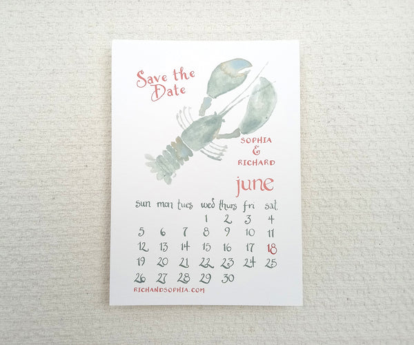 Lobster calendar save the date