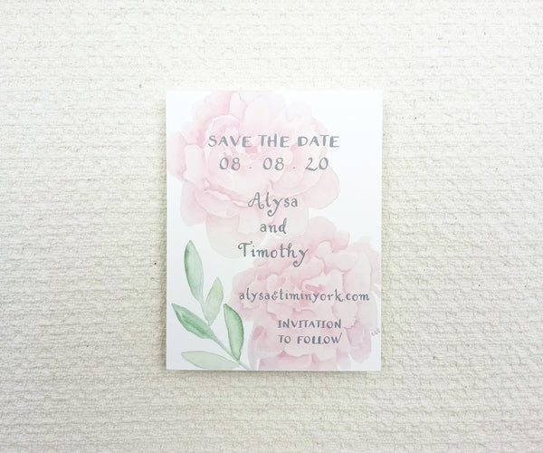 Peonies with Greens save the date