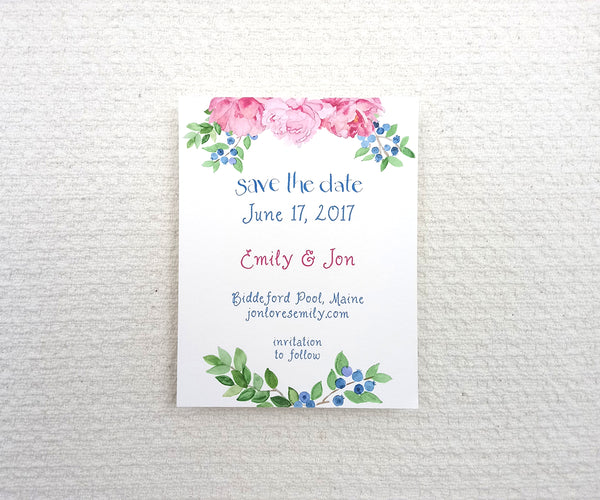 Peony blueberries save the date