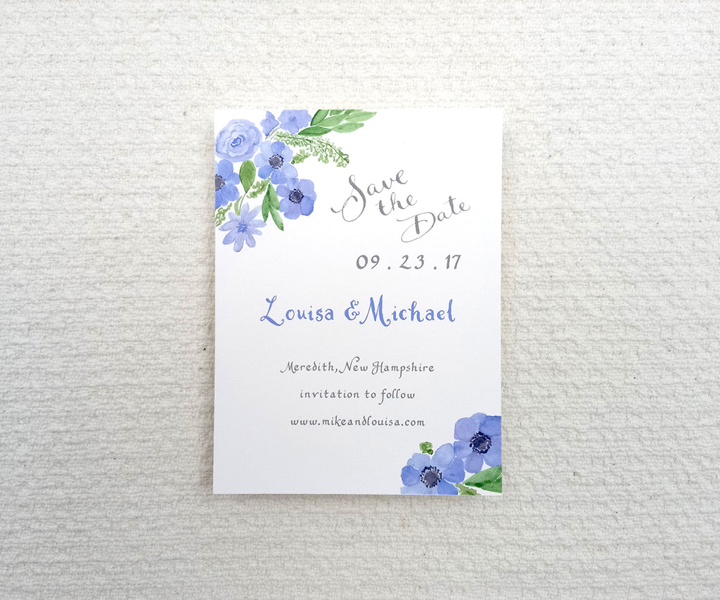 Periwinkle Bouquet save the date