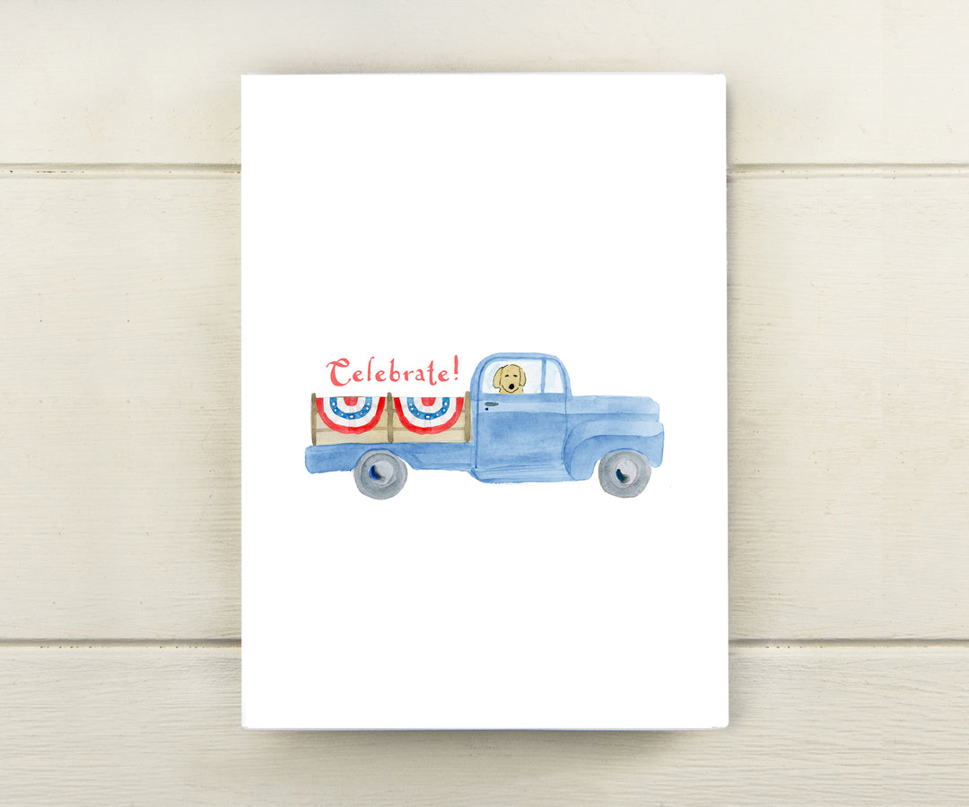 Pup in Festive Truck Card