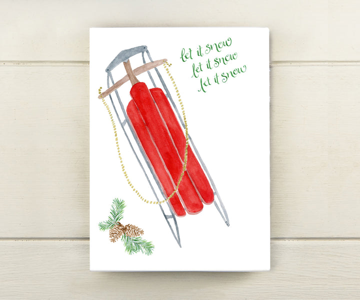 Red Sled Holiday Card