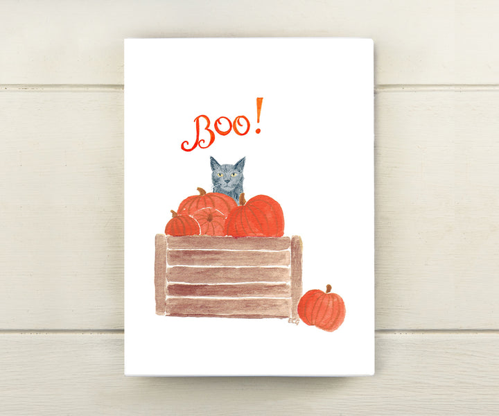 Black Cat & the Pumpkins Halloween Card