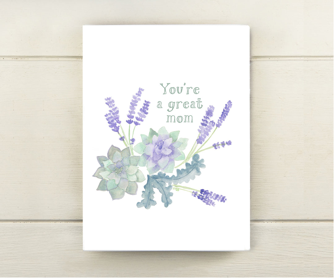 lavender plant mother's day Succulents & Lavender Mother's Day Watercolor Greeting Card – El's Cards