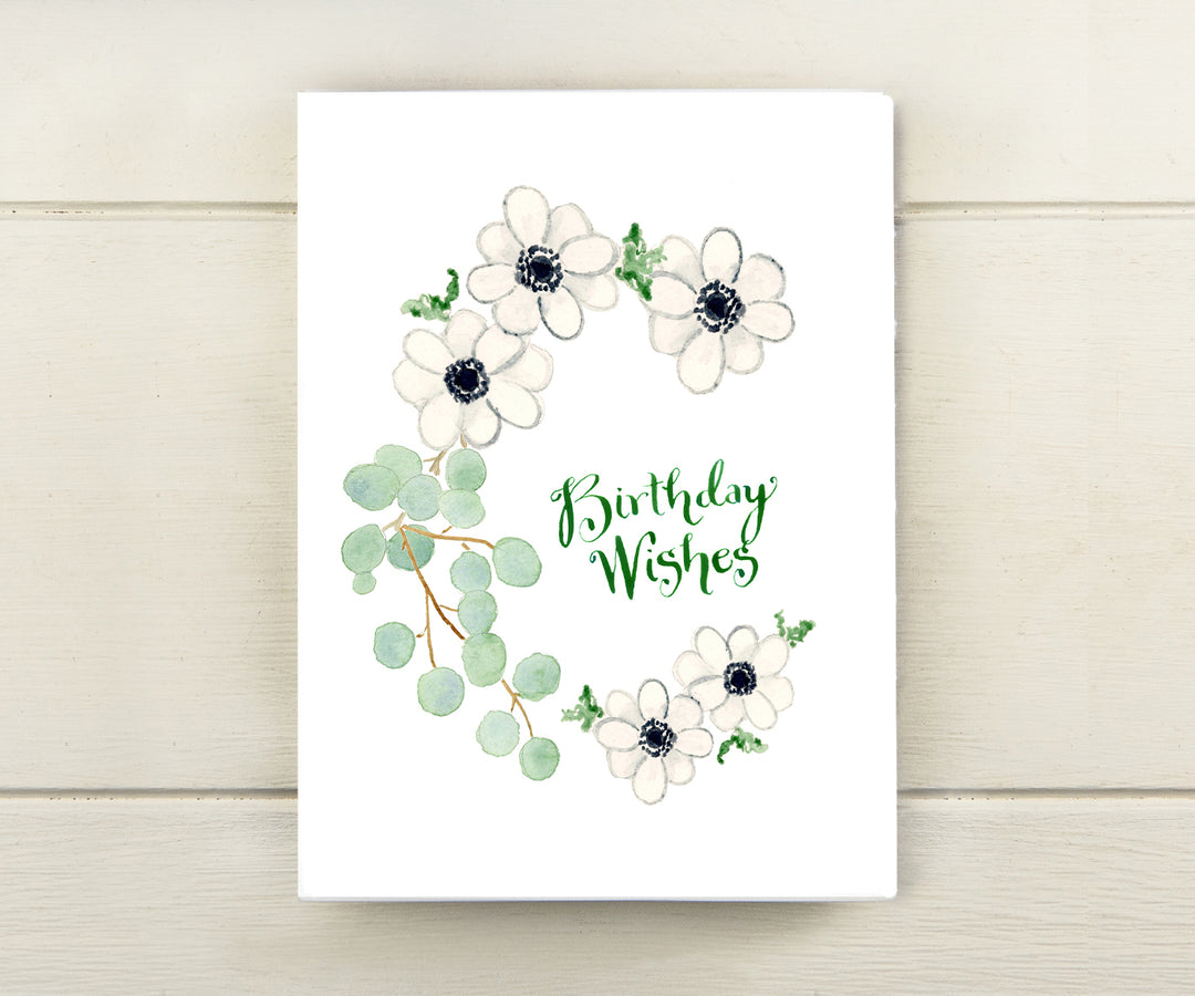 White Anemone Birthday Card