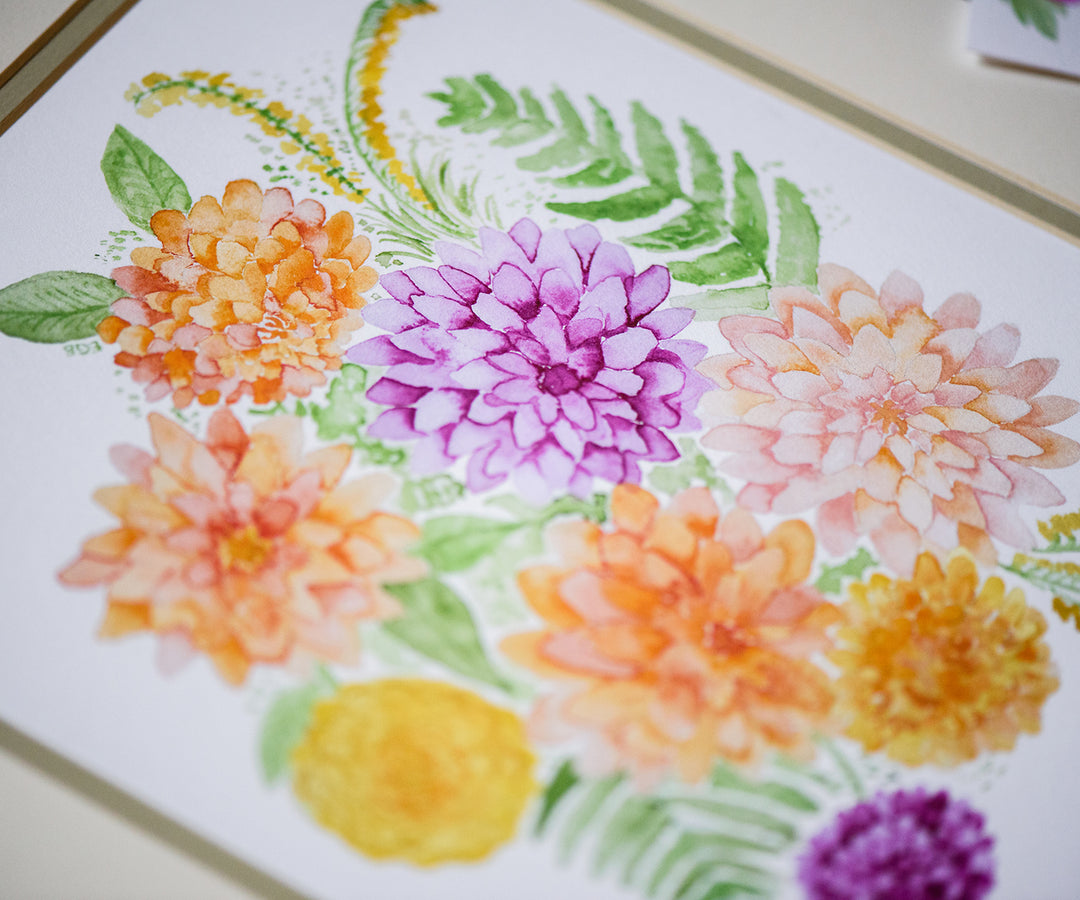 Abundant Dahlias print
