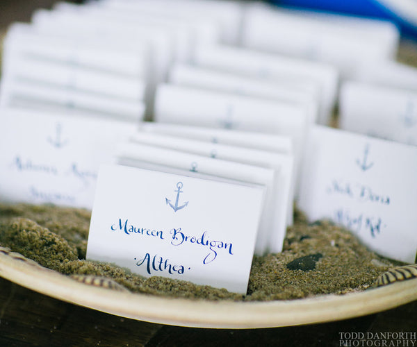 anchor place card hand calligraphy