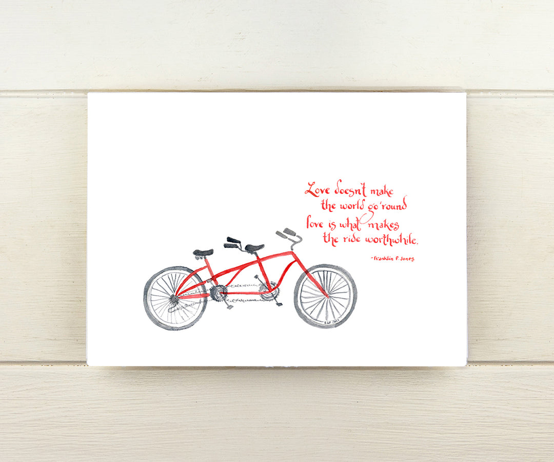 Watercolor Bike Ride Love Quote Card – El's Cards