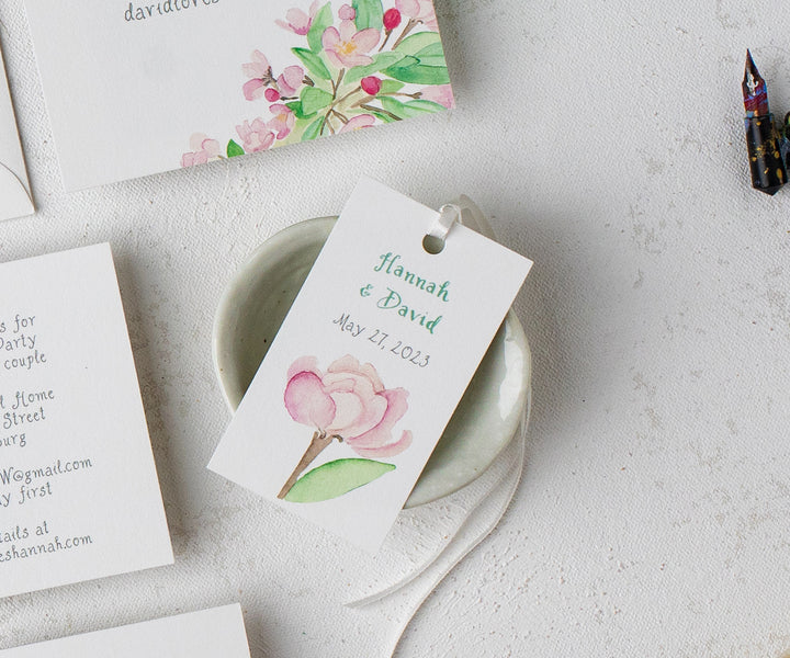Apple Blossom wedding favor tag