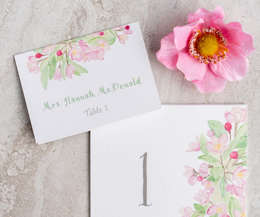 apple blossom place card by Two Adventurous Souls Photo