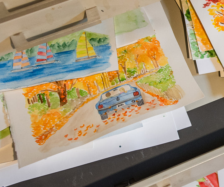 Autumn Drive original painting-photo by Melissa Mullen