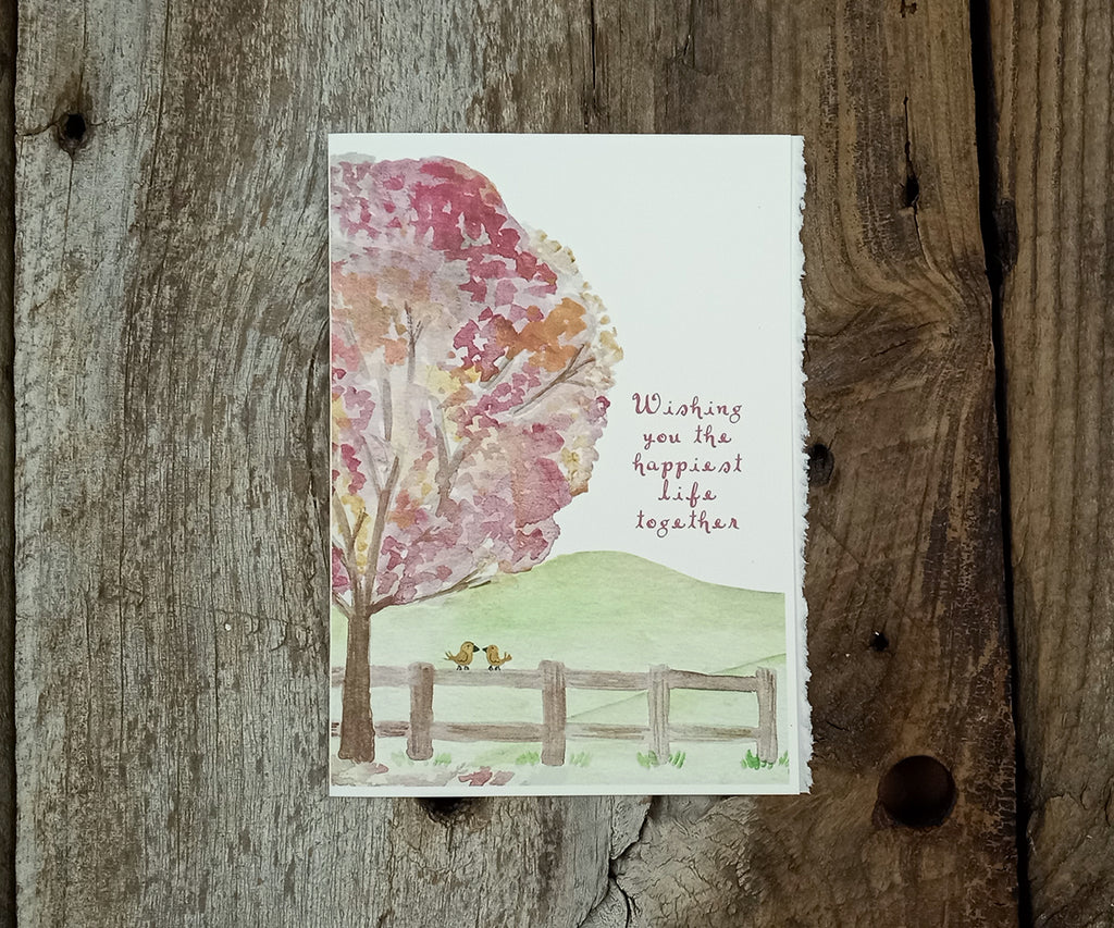 autumn tree wedding card