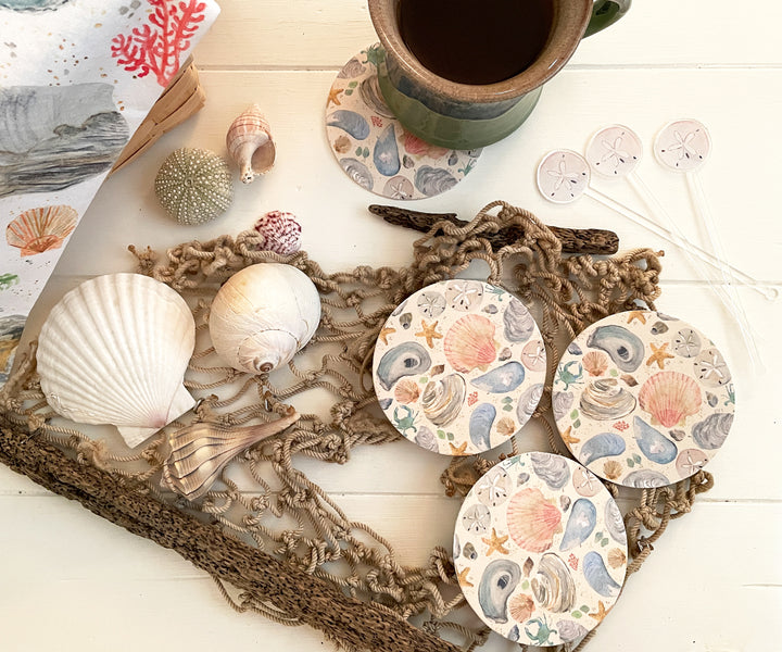 Beachcombing drink coasters