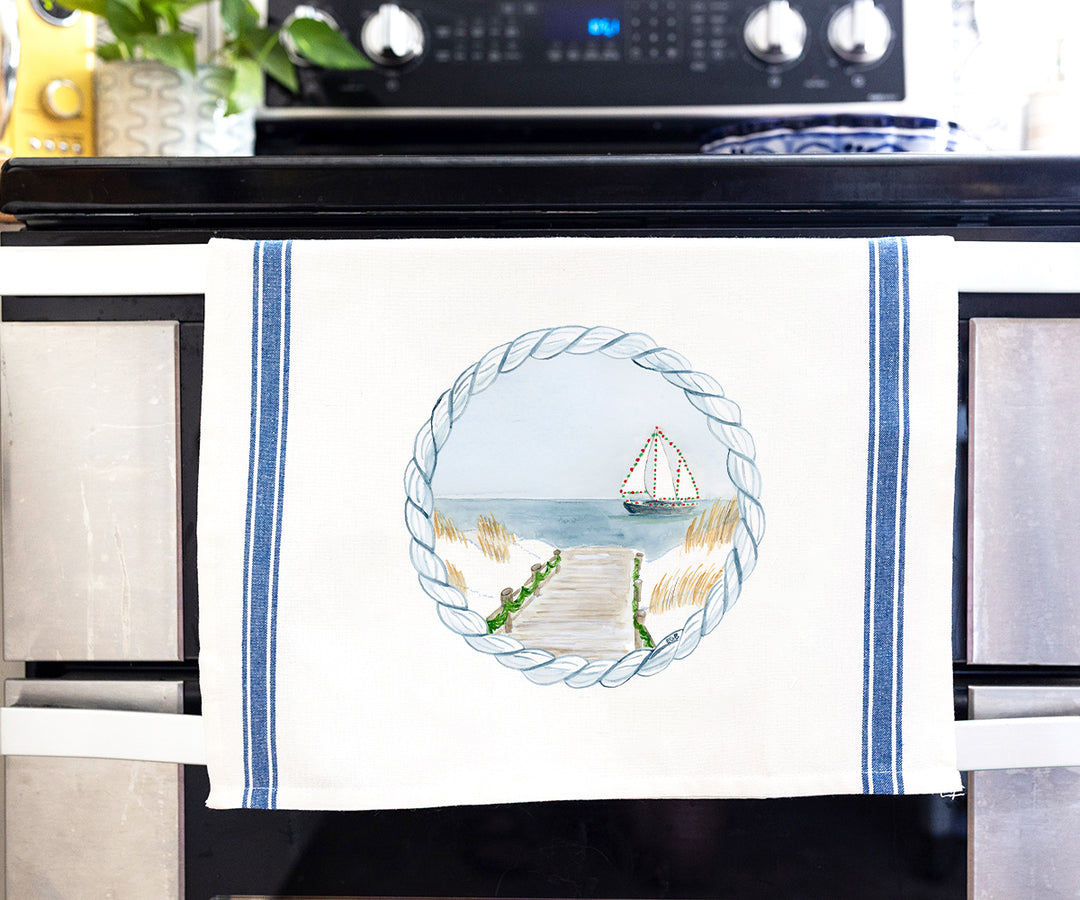 Beach Boardwalk Vintage Tea Towel