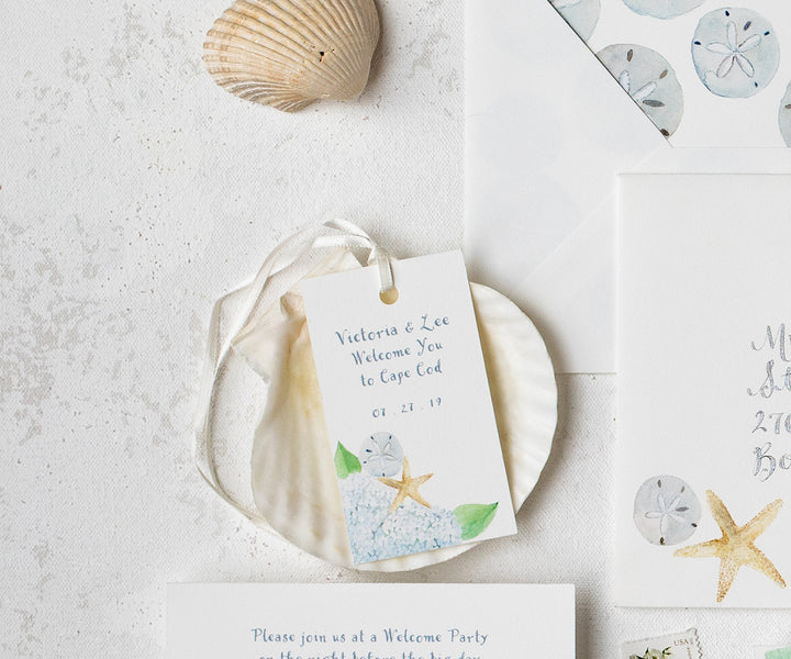 Beach Hydrangea wedding favor tag