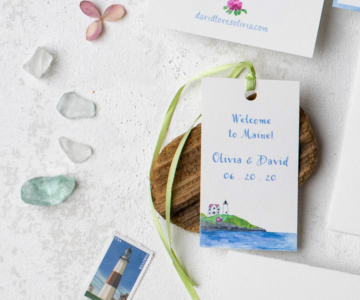 Lighthouse wedding favor tag