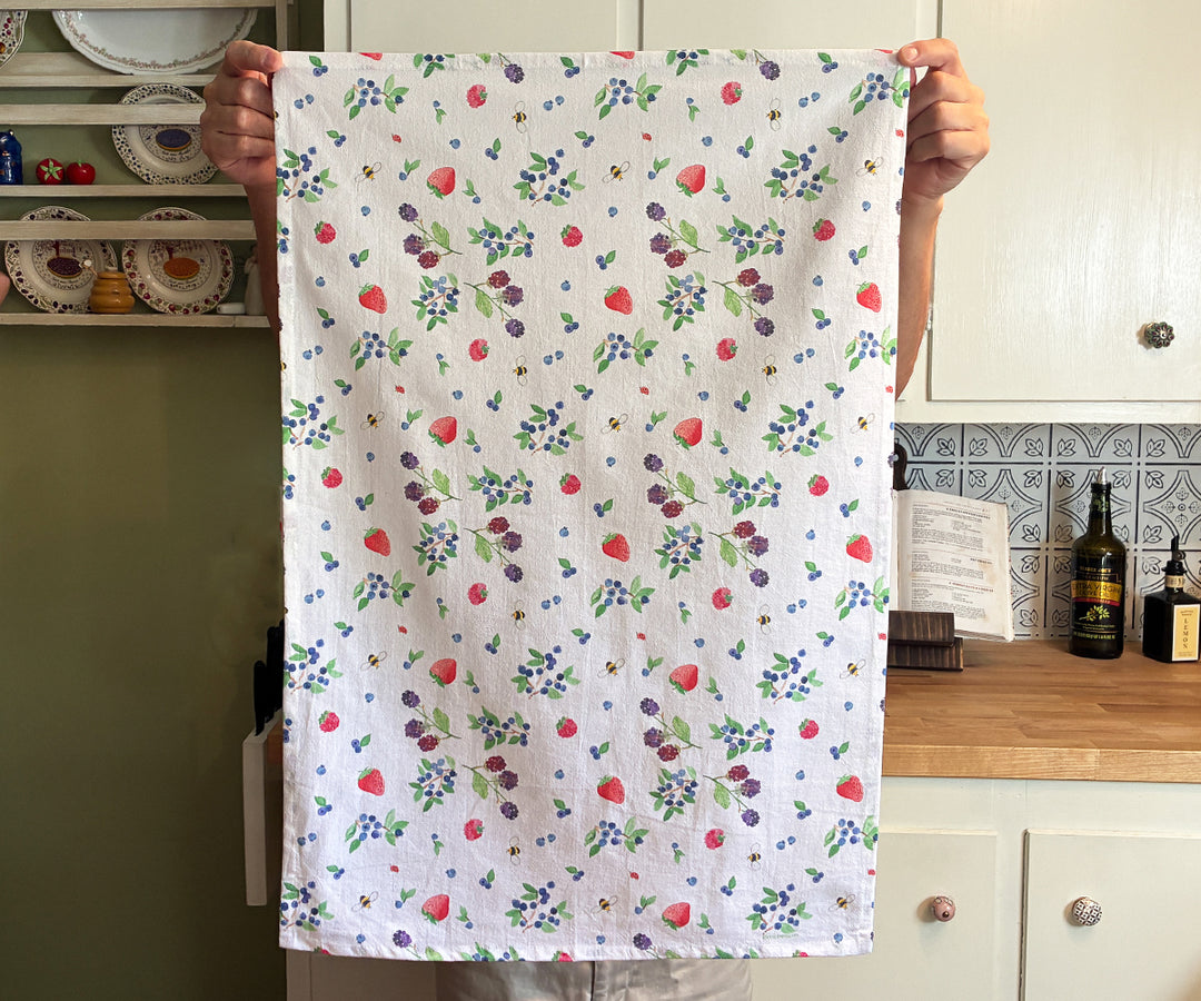 mixed berries tea towel